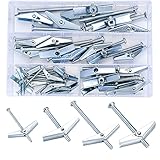 Kippdübel und Trockenbau Schrauben Set, 32 Stück M3/M5/M6 Knebelschraube und Flügelmutter Trockenbau Anker Hohlwand Schmetterling Gefederte Flügel für Hängen Gegenstände