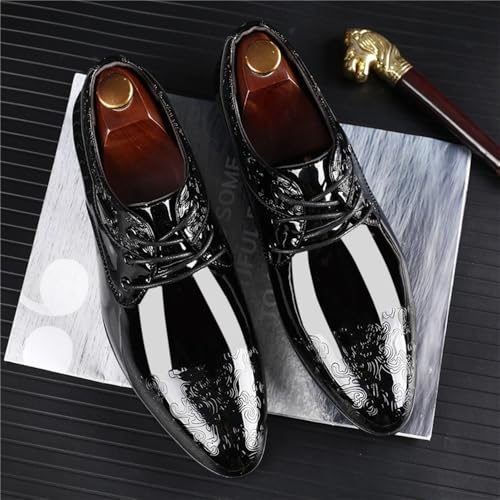 Mens Lace up Patent Leather Oxford Dress Shoes Business Office Formal Casual Large Size Breathable Comfortable Wedding Shoes2