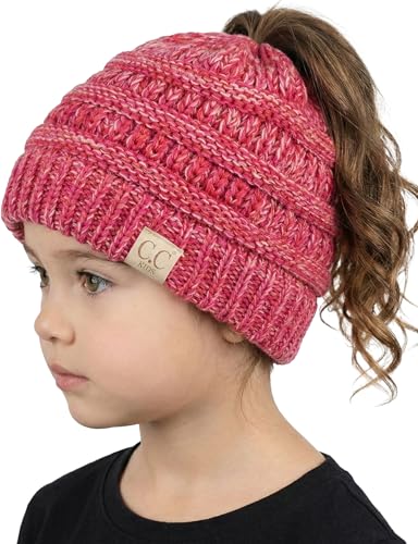 Image of Funky Junque BeanieTail Children's Ponytail Messy Bun Beanie Solid Ribbed Hat