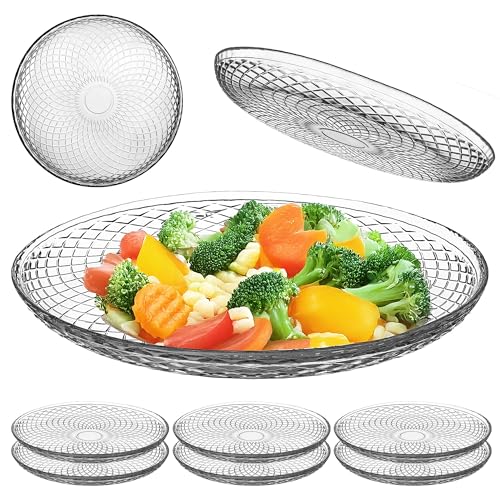 KADAX Lot de 6 assiettes rondes en verre transparent de 30 cm, grandes assiettes de service en verre, idéales comme assiettes à dessert, assiettes plates ou assiettes...