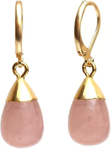 Miniatura 8 de Gempires - Aretes colgantes de piedras preciosas naturales para mujer, aretes colgantes de lágrima con cierre de palanca, hipoalergénicos chapados