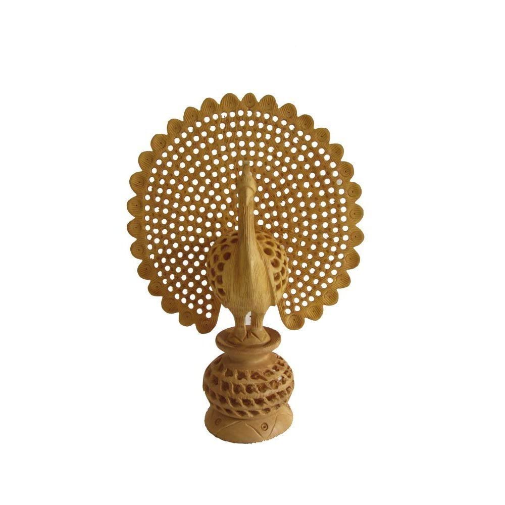 JaipurCrafts Dancing Peacock Showpiece - Wooden Decor -2