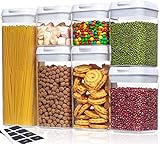 保存容器 密閉 コーヒー豆 パスタ入れ 小麦粉 プラスチック 真空 キャニスター 密閉容器 食品貯蔵タンク 砂糖 大容量 と粉末 スナック 紅茶 密封ジャー 収納 保存缶 7点セット1500ml*2・800ml*2・1200ml*2・1900ml よく気密性 漏れ防止