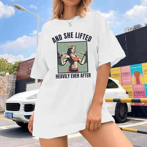 Funny Workout Shirts for Women Oversized Gym Tee Shirts Weightlifting Graphic Baggy T Shirt Gifts for Gym Lovers2