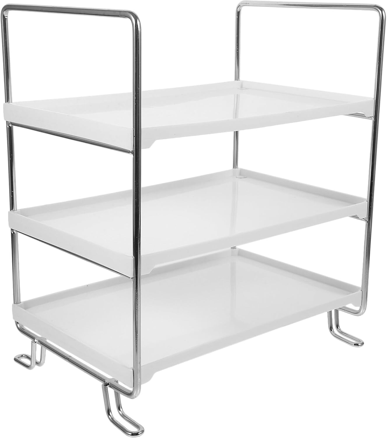 DOITOOL Multi-layer Office Storage Rack with A4 File Folder Holder, Silver Frame Metal Desktop Organizer Shelf for Desk Accessories and Document Storage