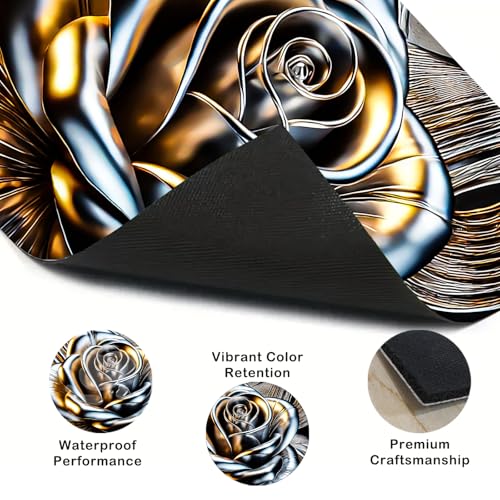 Image of Nuxovilar Stove Top Cover Cooktop Mat 28.3x20.4in Polyester Diatom | Electric Guard Range Countertop Pad Burner Protection Sheet Kitchen Decor Cooking Area Home Styling (Metallic Rose)