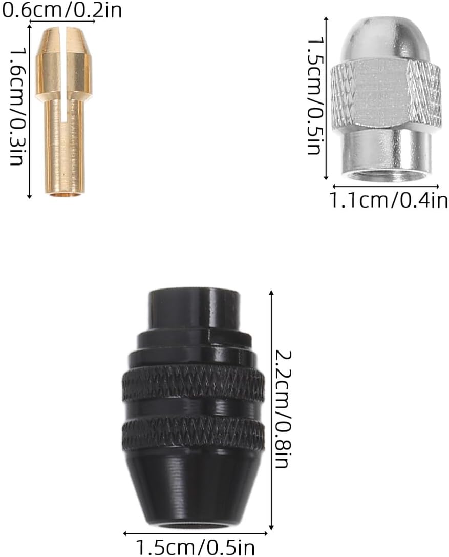 Drill Chuck Collet Kit with Brass Four-jaw Chuck Core 2 Nuts (4485) 1 Inch 10pcs Brass Collets and 2 Wrenches for Rotary and Power Drill Attachment