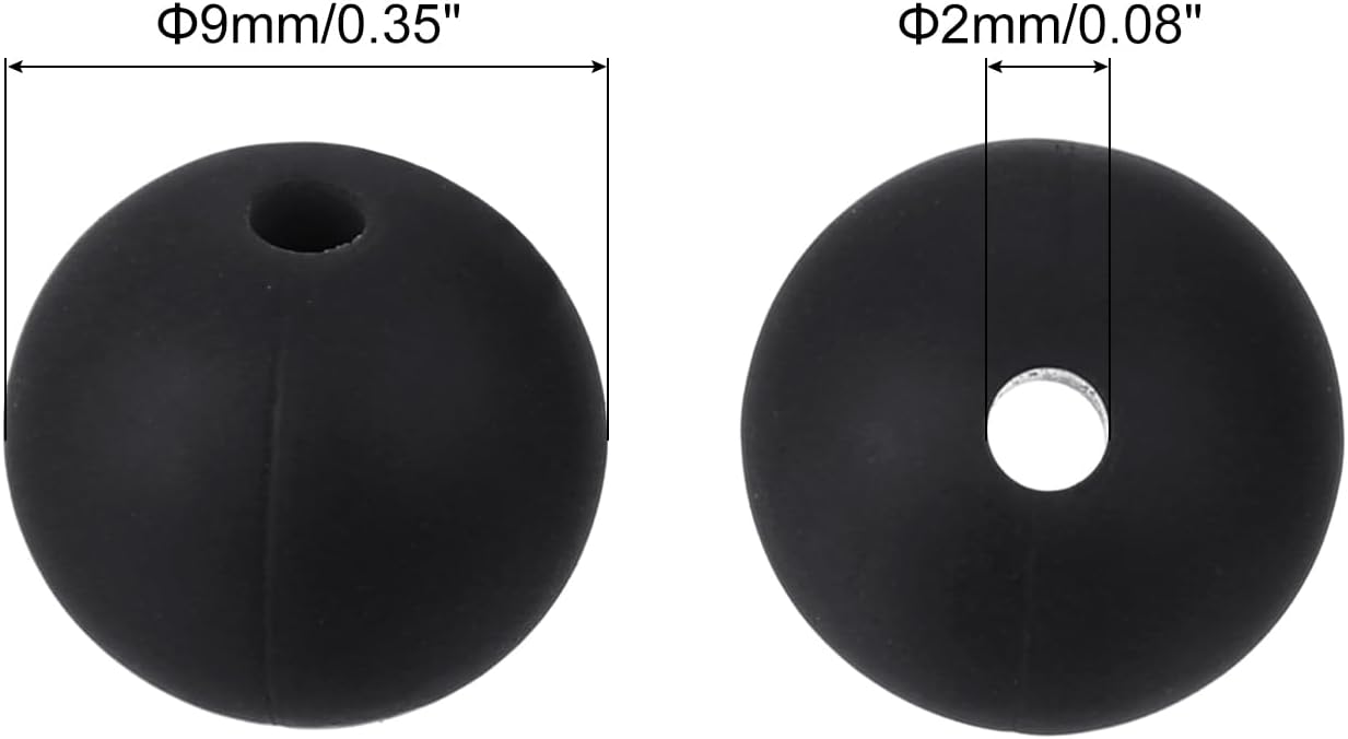 uxcell 50Pcs 9mm Black Round Silicone Loose Beads for DIY Crafts - Image 2