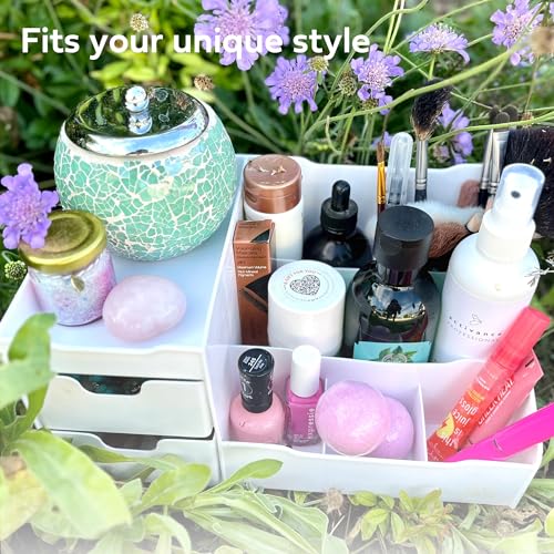 Uncluttered Designs Large Makeup Organizer for Vanity - Countertop Desk With Drawers for Cosmetic, Beauty, Hair, Nail, Perfume & Skincare - Perfect for Bathroom & Bedroom Storage (White) by Uncluttered Designs - Used condition - Image 9