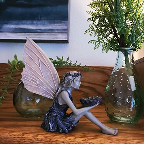 Qmcahce Sitting Fairy Statue, Sunflower Fairy Garden Statue Bird Feeder For A Fairy Garden, Porch, Patio, Lawn Yard, Pond Area, (Fairy Statue) #TOP2