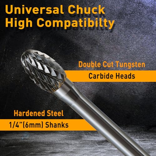 Image of 1 /4 Carbide Burr Set 1 /4 Shank w /Big Beech Holder Die Grinder Bits Drill Bits Grinding Bits for Metal Rotary Tool Attachment Accessories Rasp Weld Wood Stone for Milwaukee Dewalt, FO-5