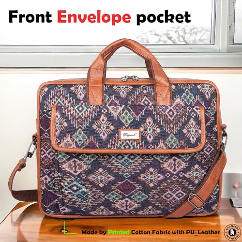 Image of Bagneeds Printed Febric With PU Leather Formal /Casual Office Laptop Messenger Bag For Men and Women
