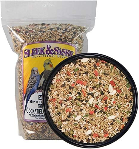 best pellets for quaker parrots that your feathered friend will love 8 SLEEK & SASSY Garden Small Hookbill No Sunflower Bird Food for Lovebirds, Cockatiels, Quaker Parrots & Small Conures (2 lbs.)