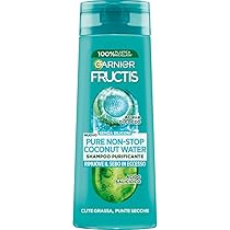 Garnier Fructis Shampoo Purificante, Per Capelli Cute Grassa e Punte Secche, Azione Seboregolatrice, Con Estratto di Acqua di Cocco e Acido Salicilico, Pure Non-Stop Cocconato Water, 250 ml
