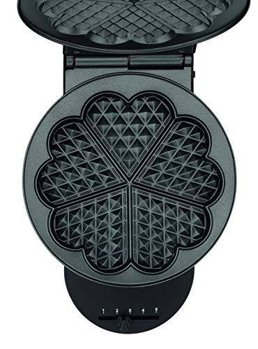 Foto von Tefal Herzwaffeleisen WM310D Waffelmaker | für Waffeln in Herzform | stufenloser Temperaturregler-Bräunung nach Wunsch | antihaftbeschichtete Platten | Teigauffangbehälter | Schwarz | 1000 W