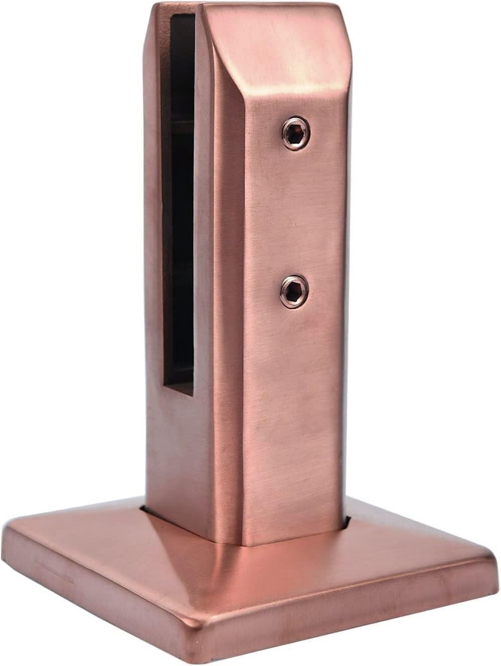 Jvfbjlf 1Pcs Rose Gold 304 Stainless Steel Glass Panel Post Square Pool Fence Clip Spike Railing Post Floor Stand For Balcony/Garden Terrace Handrail(200Mm)
