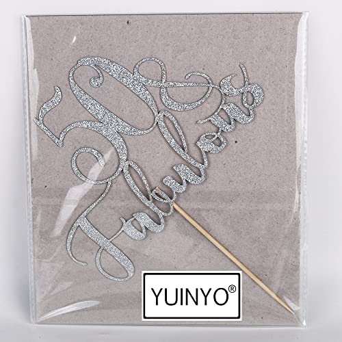 Yuinyo Handmade Glitter 50 & Fabulous Cake Topper Party Decoration, 50 Birthday Cake Topper, Fifty And Fabulous Cake Bunting Decor,50Th Happy Anniversary Cake Topper (Silver) #TOP6