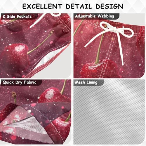 Pigsaly Boys Swim Trunks Summer Red Cherry Fruit Boys Board Shorts Swimsuit Swimwear Summer Bathing Suit S3