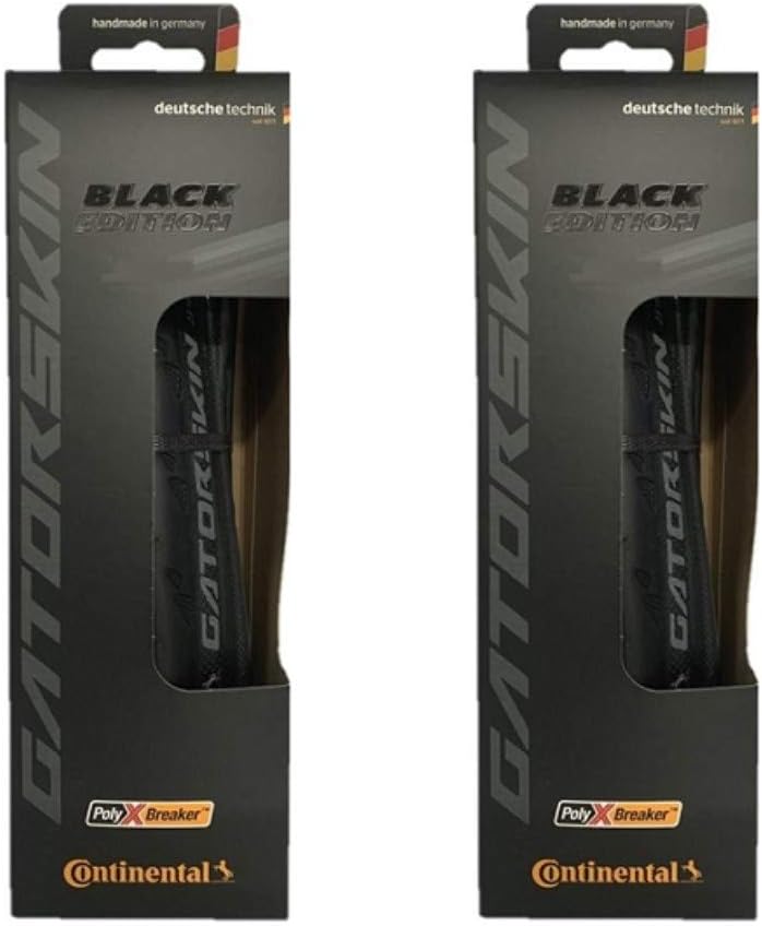 Continental Gatorskin Black Edition - Road Bike Tire | Tough Tire for Daily Riding - PolyX Breaker, Duraskin, 2 Pack