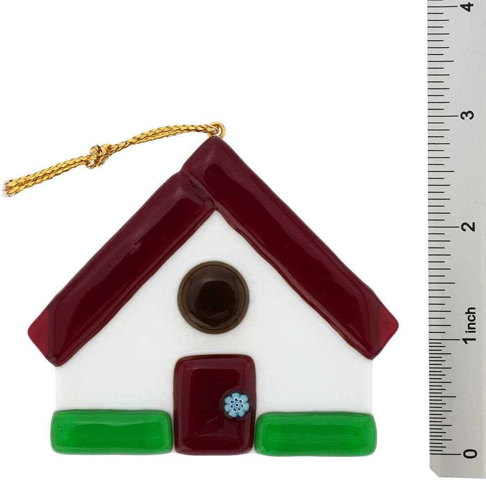 Glass Of Venice Murano Glass House Christmas Ornament - Red