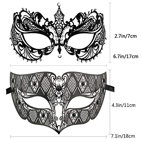 Image of Coddsmz Couples Venetian Masquerade Mask Set Luxury Style Princess Party Mask for Couples Women and Men Mardi Gras Masks