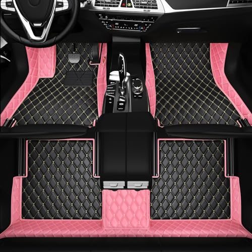 All-Weather car Floor MATS-Suitable for 99% of car Models,Leather car mat, offering Personalized Embroidery and Multiple Color Options,Provide Protection for car Rug (Pink1)