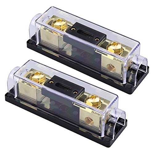 Bumbesti 0/2/4 Gauge Awg In-Line Anl Fuse Holder, Inline Fuse Block With 150 Amp Anl Fuse For Car Audio Amplifier Black Base (2 Pack) #TOP2
