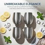 Yesland Stainless Steel Unbreakable Wine Glasses- 18 Ounce Set of 4 Wine Glasses, Portable Wine Tumbler, for Outdoor Events, Picnics