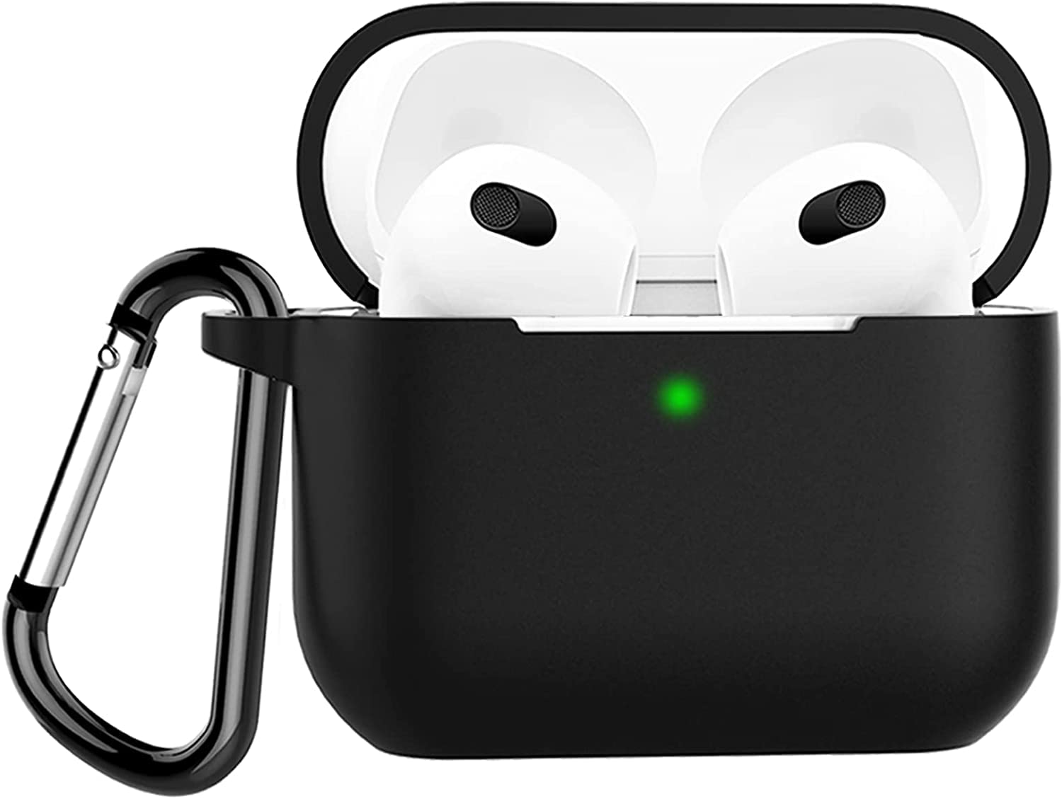 DIRECT 2 U - Compatible with AirPods 3 Case, Protective Silicone Cover for AirPods 3rd Generation Case 2021, Wireless Charging (Black)