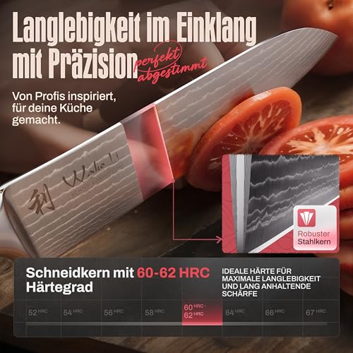 Wakoli EDIB 3er Damastmesser Set mit 8-17 cm Klingenlängen