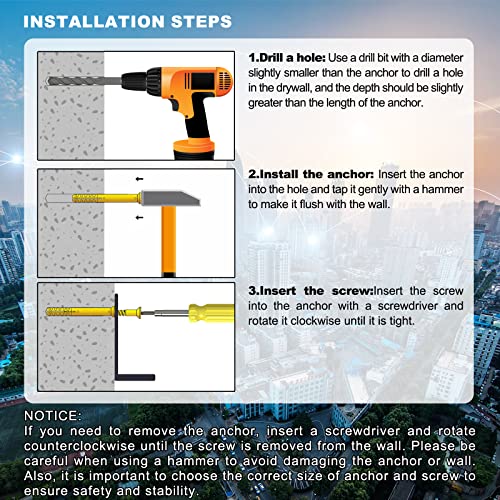 image for 196PCS Drywall Anchors and Screws Kit, Esydon Screws with Anchors, Con