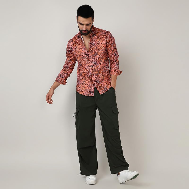 Image of CAHOOT Men's Twisted Crease Shirt for Casual Wear | Spread Collar | Long Sleeve | Button Closure | Shirt Crafted with Comfort Fit for Everyday Wear