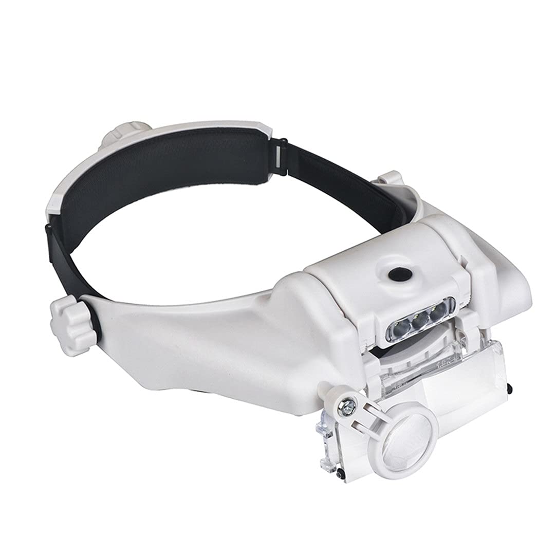 Loupe jumelles à bandeau réglable avec 5 lentilles interchangeables et 3 LED pour lecture
