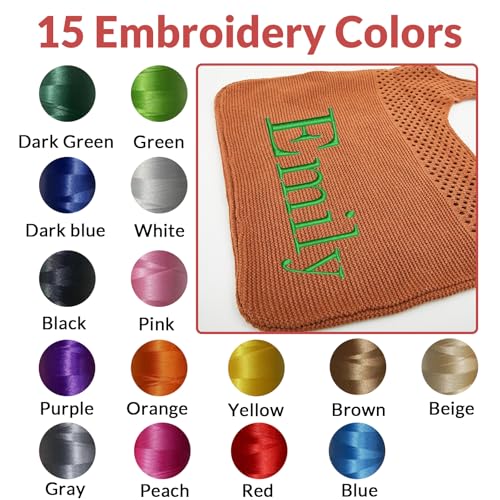 Personalized Knitted Beach Bag with Embroidered Name,Custom Cute Crochet Boho Style Tote Bags for Women Travel,Vacation4