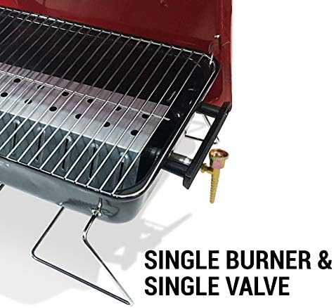 BillyOh Table Top Portable Gas BBQ, Lightweight Camping Picnic Barbecue Grill Black/Red (Red)