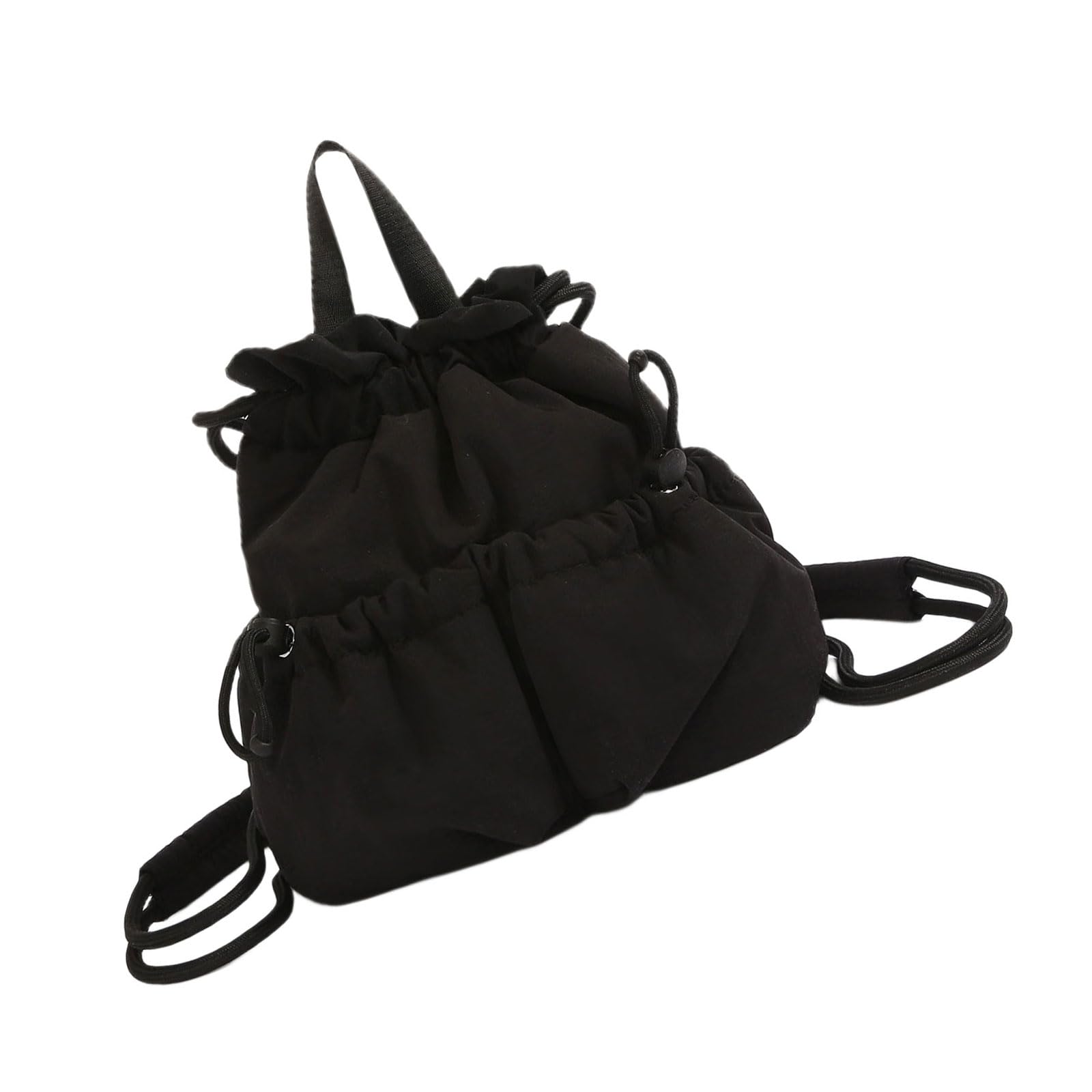 BWANGIAO Drawstring Backpack Ergonomic Nylon Rucksack With Multiple Pockets For Daily Commute Travel And Outdoor Activities