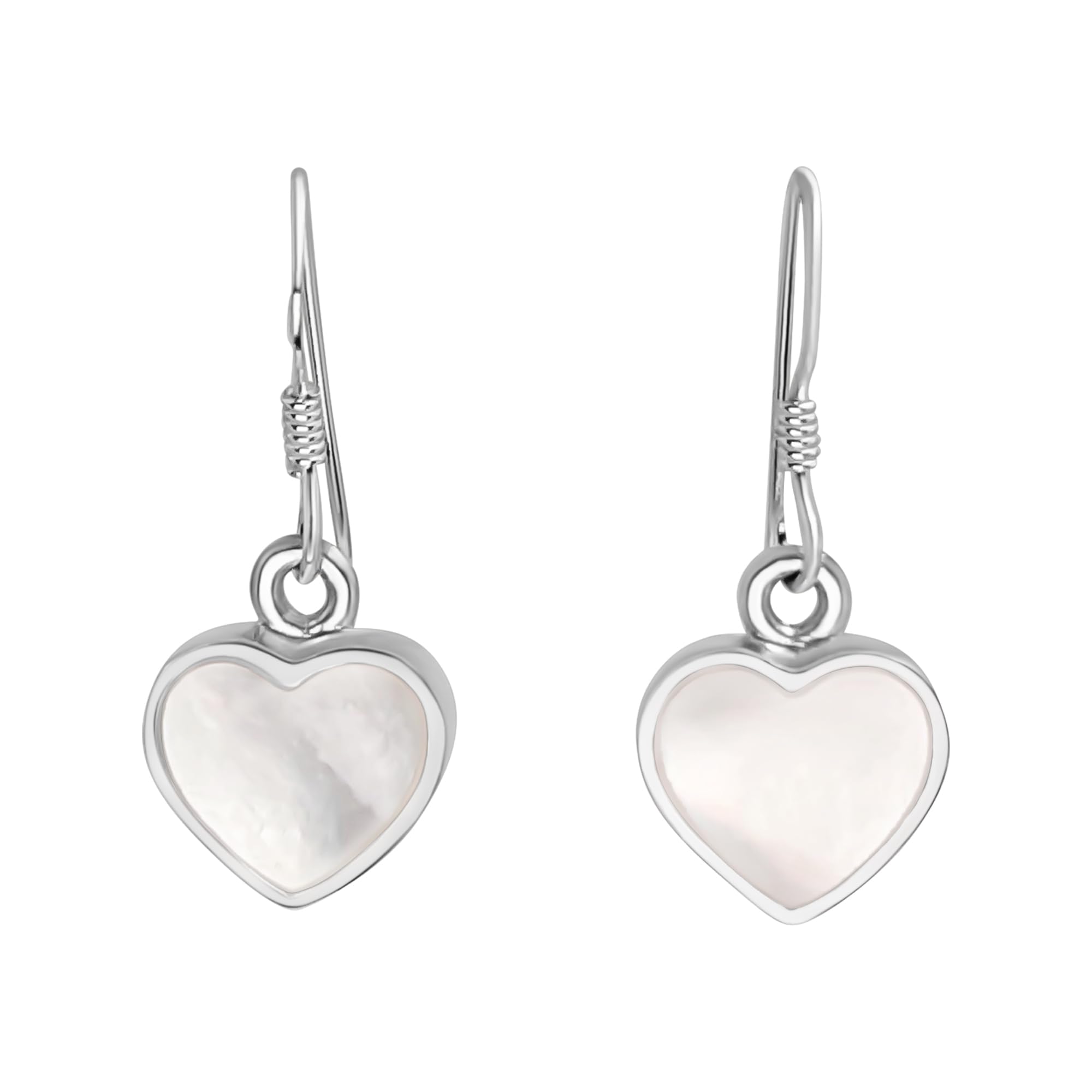 Silverly Pendientes Corazón Nácar Plata de Ley | Pendientes Colgantes Moda Mujer | Joyas Bohemias Piedras Nacimiento | Regalo San Valentín Ella | Diseño Romántico Piedras Preciosas