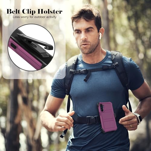 Leptech LLXFY-01A15 For Samsung Galaxy A15 5G Case With 2 Pack Tempered Glass Screen Protector, [Holster Series] Belt Clip Hard Tough Heavy Duty Rugged Shockproof Protective Cell Phone Cover  thumb #2