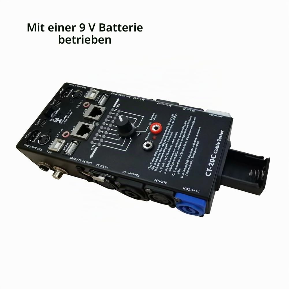 Malloy Audio-Kabeltester CT-20C 16-In-1 Multifunktions-Kabeltester XLR-Signalleitungserkennung