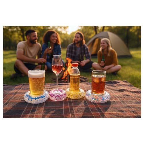 Nadmuchiwane uchwyty na kubki, 6 sztuk, uchwyt na napoje basenowe, stojak na napoje plażowe, pływający, do piwa, koktajli, wody, zabawek basenowych, odpowiedni na imprezy, wakacje, kąpiel