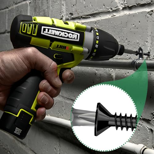 Jyvex 180 Stück Selbstschneidende Schrauben Schwarz, M4.2x32mm Blechschrauben Selbstschneidend, Senkkopf Kreuzschlitzschrauben Metallschrauben mit Bohrer, Selbstbohrende Schrauben Kohlenstoffstahl