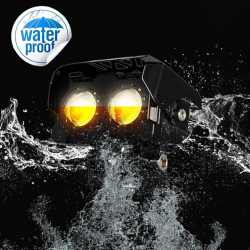 Image of 2 LED Fog Light Projectors, 40W Dual Beam (Hi /Lo), White & Yellow Light, IP67 Waterproof, Universal Fit for Car, Bike, Motorcycle and Scooter (Pack of 1)