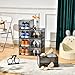 Clemate Upgraded X-Large Shoe Storage Box,12 Pack,Shoe Box Clear Plastic Stackable,Drop Front Shoe Box with Clear Door,Shoe Organizer Containers For Sneaker Display,Fit up to US Size13, Ashy