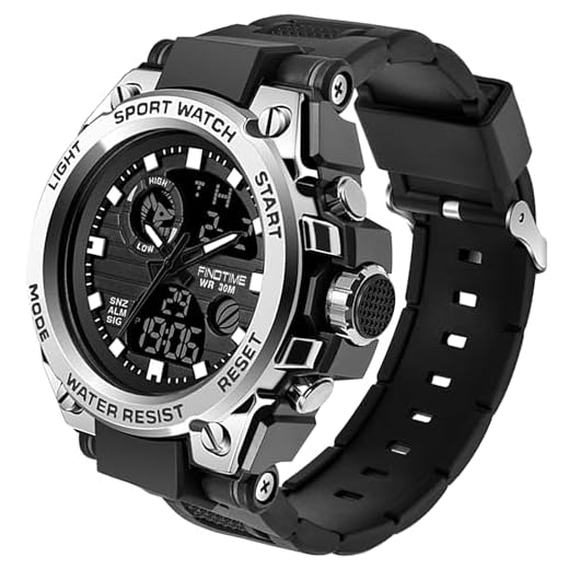 Reloj militar táctico deportivo para hombre, cronómetro de gran esfera, alarma, doble visualización de la hora, retroiluminación, reloj de pulsera impermeable para exterior, analógico digital, Plata