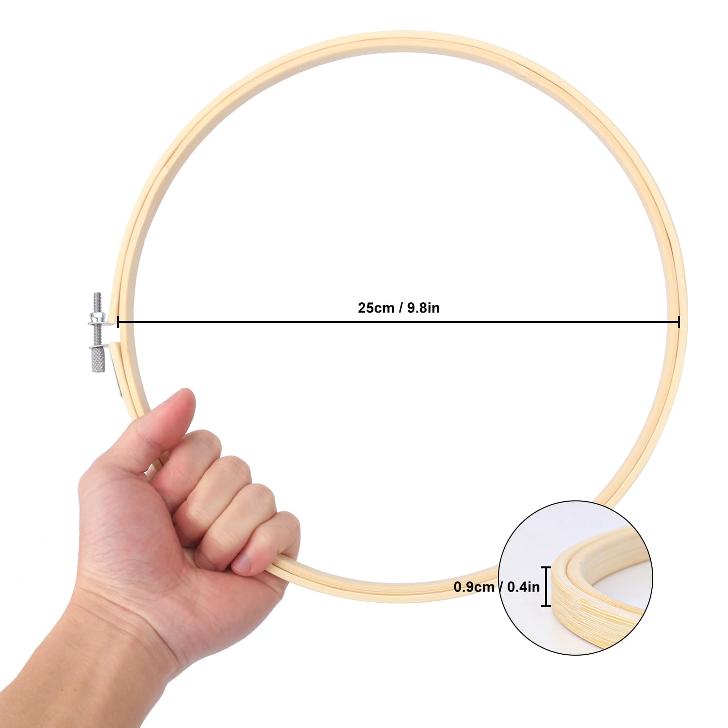 IHDYPPEW 15 Stück 25,4 cm runde Stickrahmen, verstellbarer Kreis Kreuzstich Hoop Stickring Bambus Stickrahmen für Handwerk, DIY, Hochzeit, Party, Urlaub Dekoration