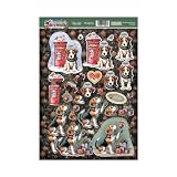Hunkydory - Décorations de découpage de contes de chiens de Noël – Feuille A4 – Jack Russell Terrier et Beagle