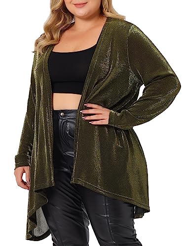 Image of Agnes Orinda Plus Size Women Cardigan Open Front Long Sleeve Irregular Hem Lightweight Long Cardigans
