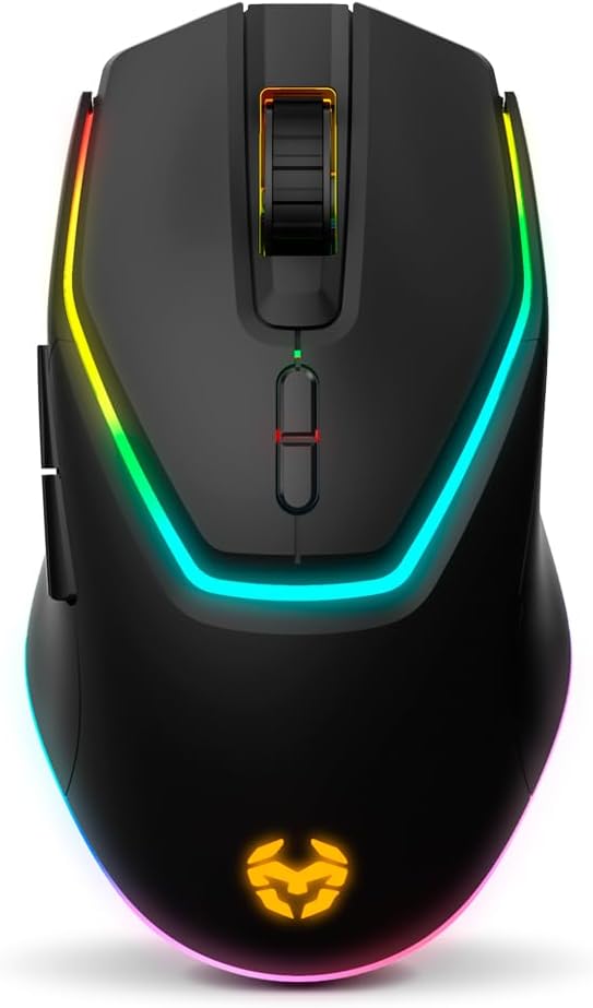 KROM Kabala – Kit Teclado Membrana inalámbrico RGB Rainbow retroiluminado, 6 Teclas Anti-Ghosting, Raton Óptico inalámbrico 6 Niveles dpi 800-4800 on-The-Fly, Compatible PC, Layout español, Negro 5