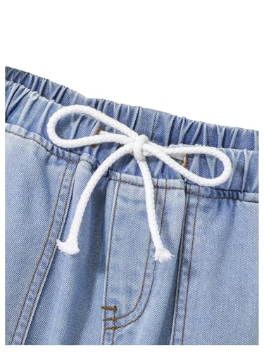 Verdusa Boy's Drawstring Waist Jeans Causal Denim Joggers with Pockets3