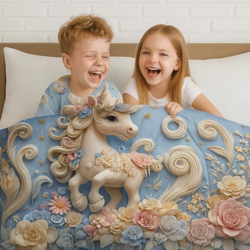 Image of King Size 7D Digital Print Bedsheet - 350 TC Cotton, Kids Friendly Design, Soft & Breathable 180 GSM Fabric, Machine Washable, Gift-Ready Packaging. (108x108 Inches). (Unicorn)